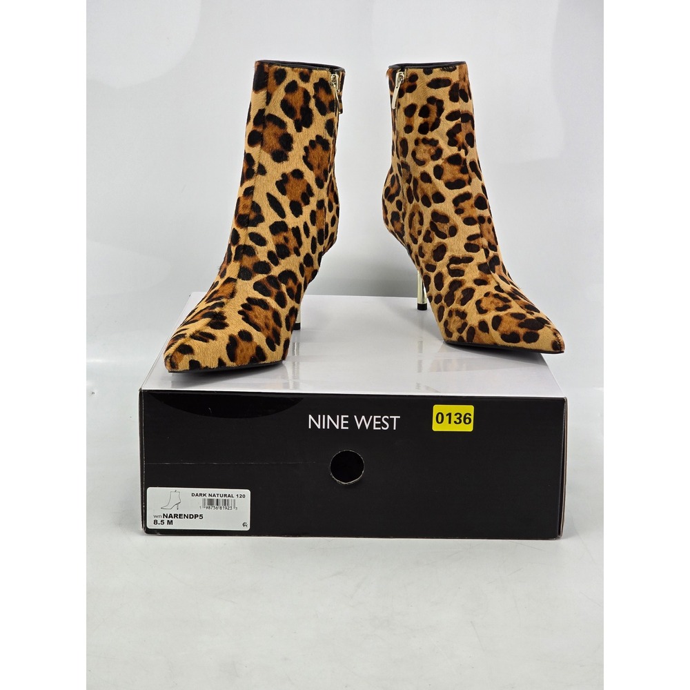 Nine West Narendp5 Ankle Boots Women 8.5 Dark Natural Leopard Print - NEW